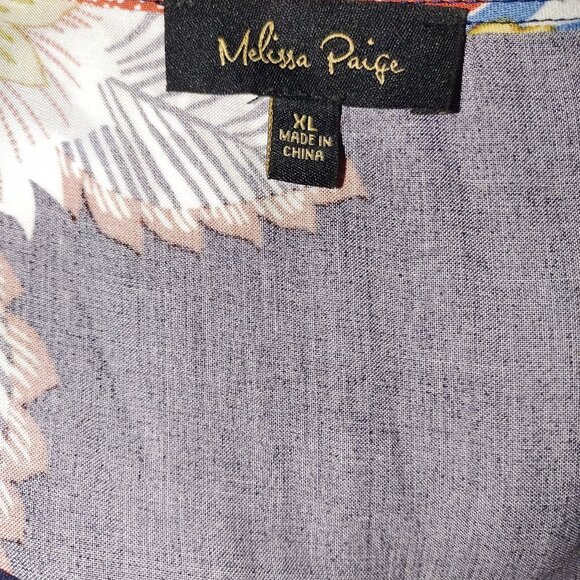 Melissa Paige Floral Print Asymmetrical Hem -Cold Shoulder-Blouse XL - Picture 5 of 5